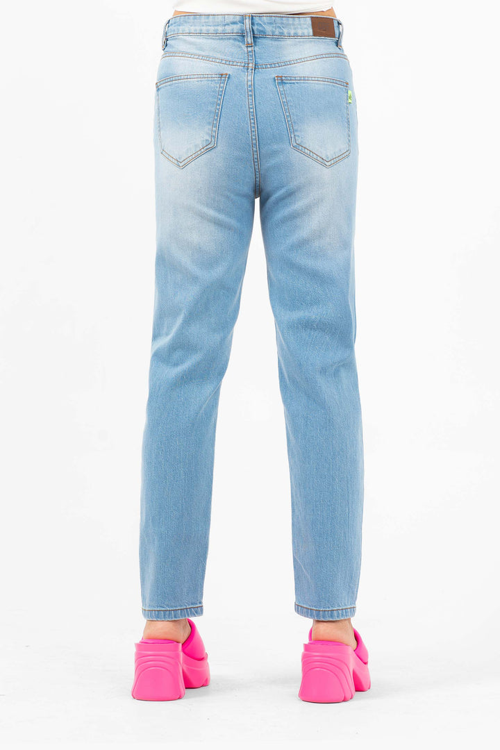 Cropped Mom Jeans Blue