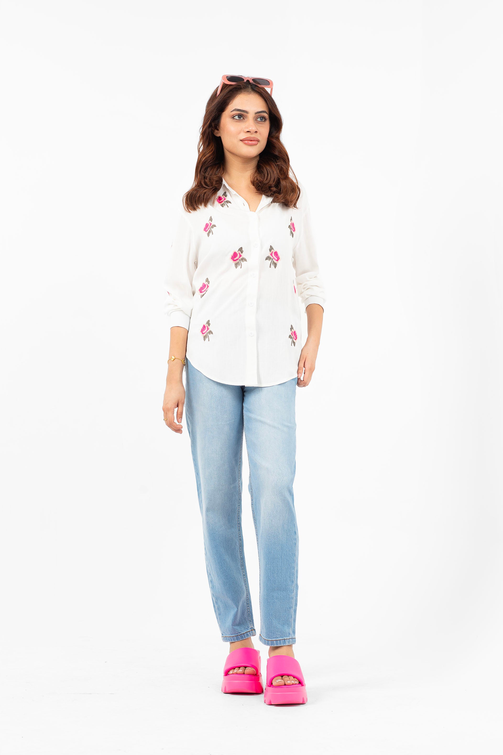 Cropped Mom Jeans Blue