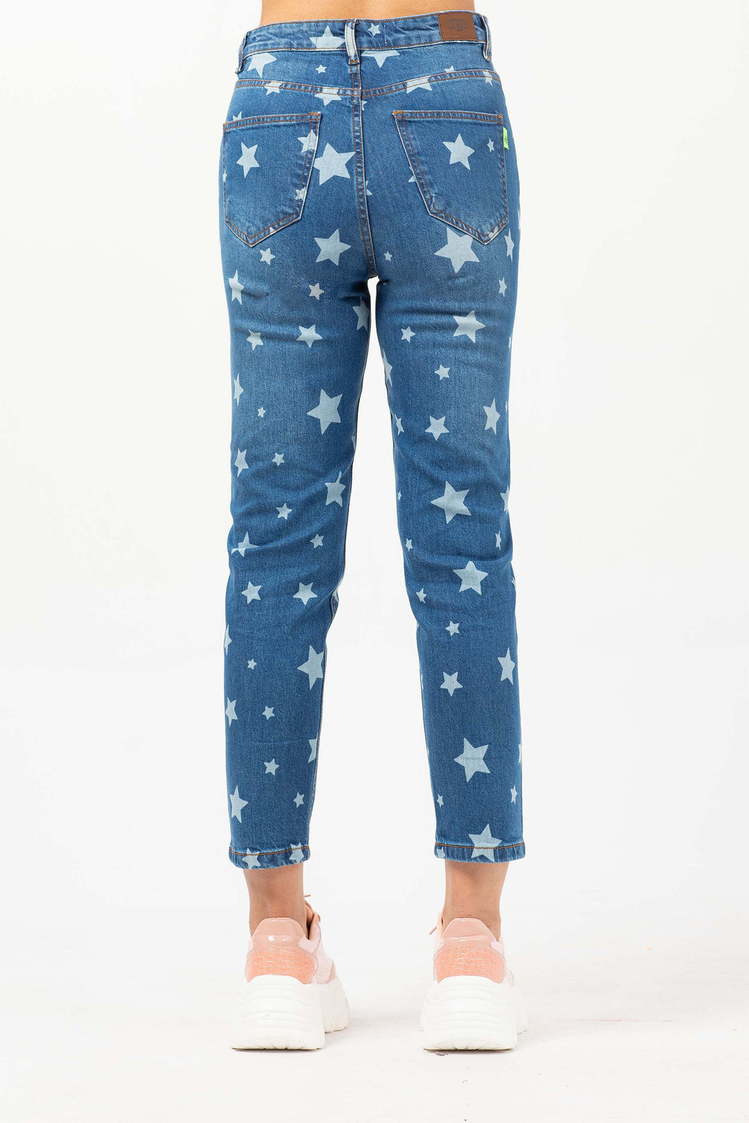 Printed Mom Jeans Blue