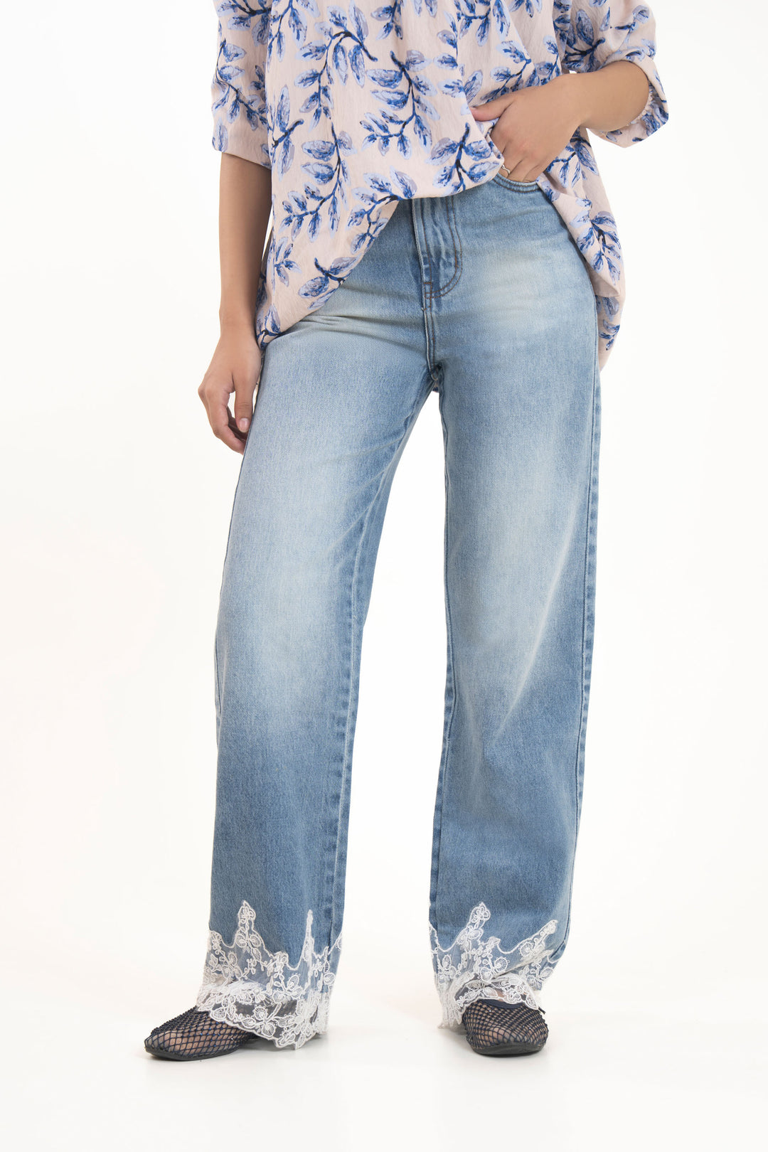 Laced Straight Jeans