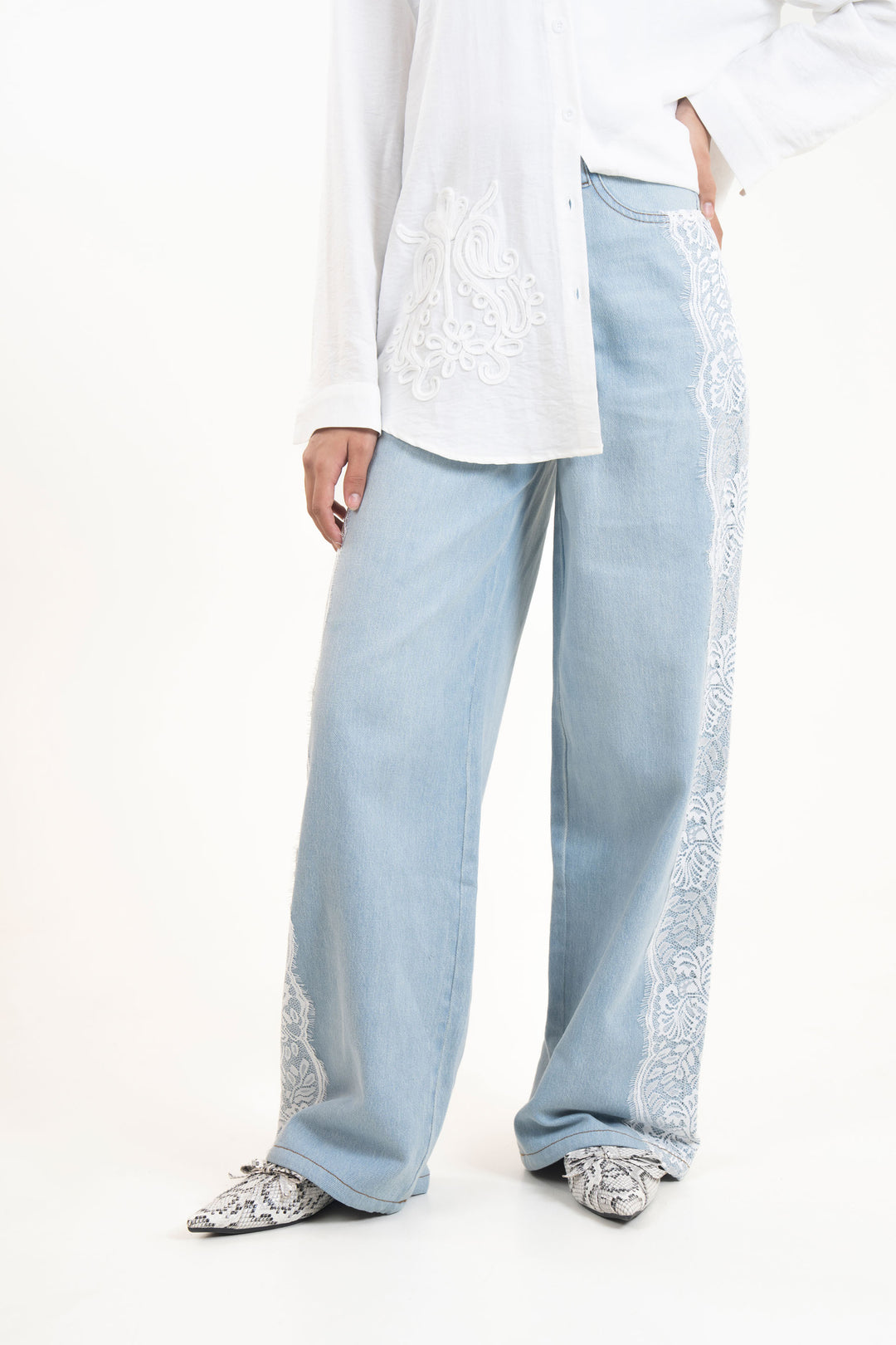 Laced Wide Leg Jeans