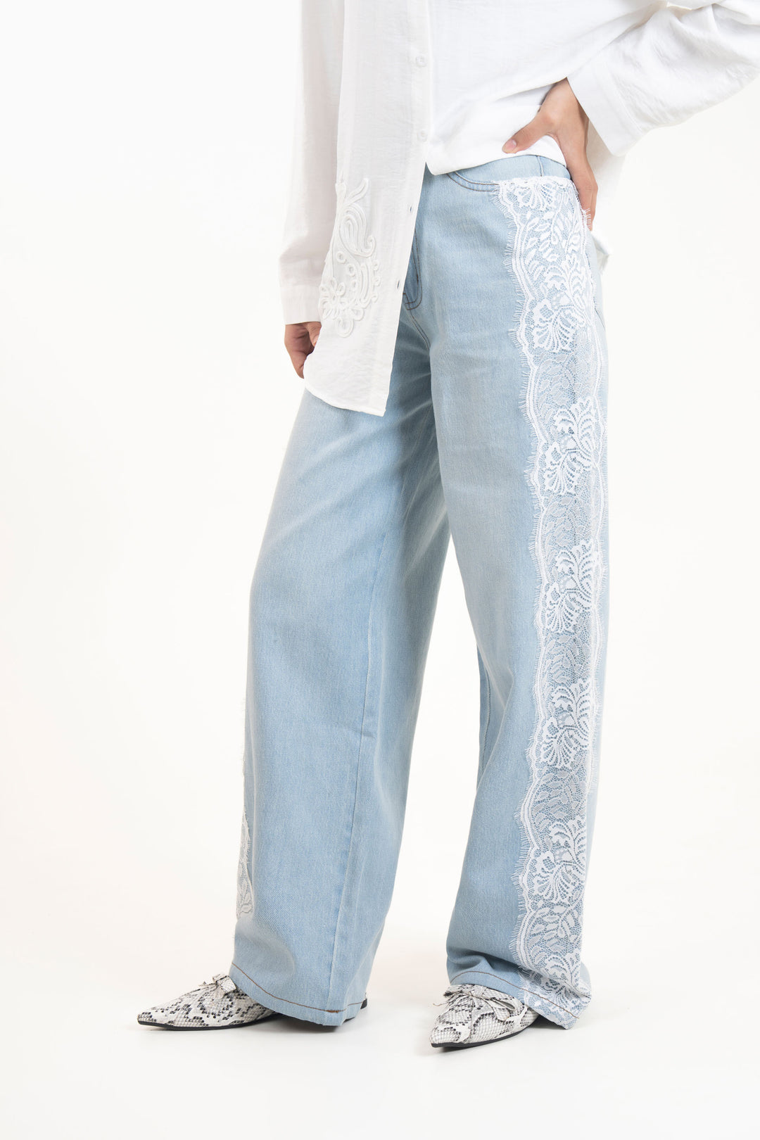 Laced Wide Leg Jeans