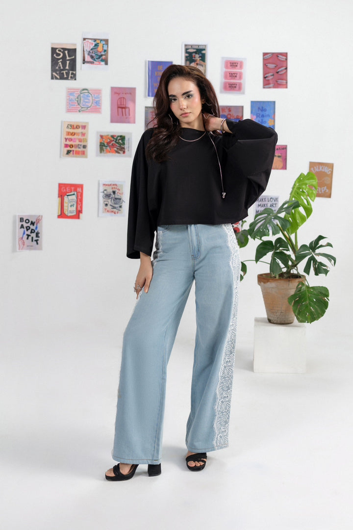 Laced Wide Leg Jeans
