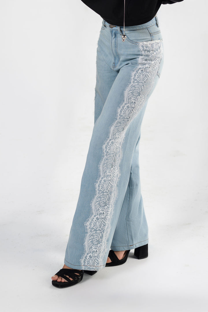 Laced Wide Leg Jeans
