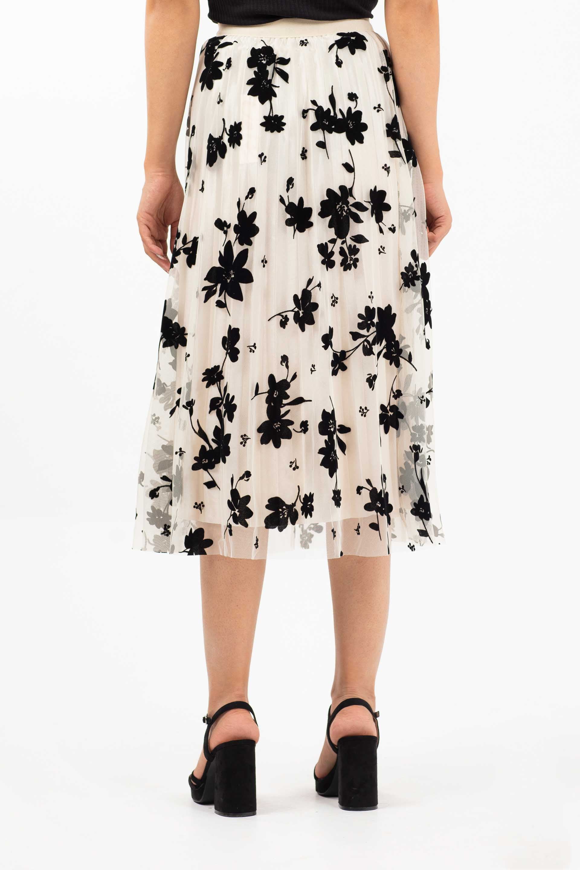 Floral Skirt White/Black