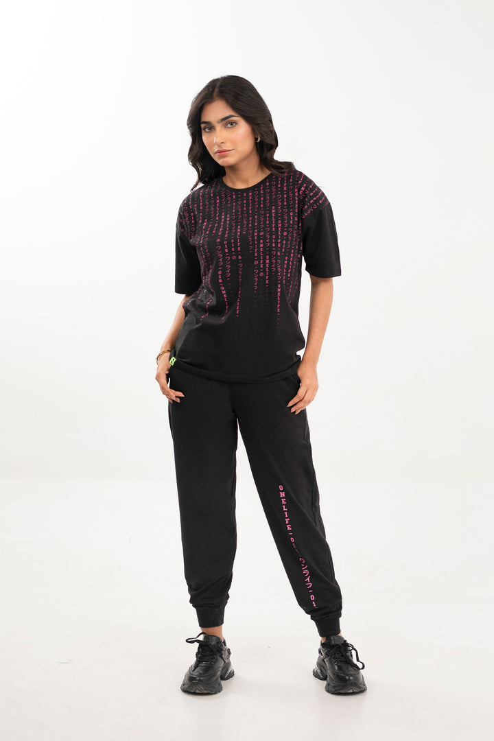 Graphic Track Pants Black