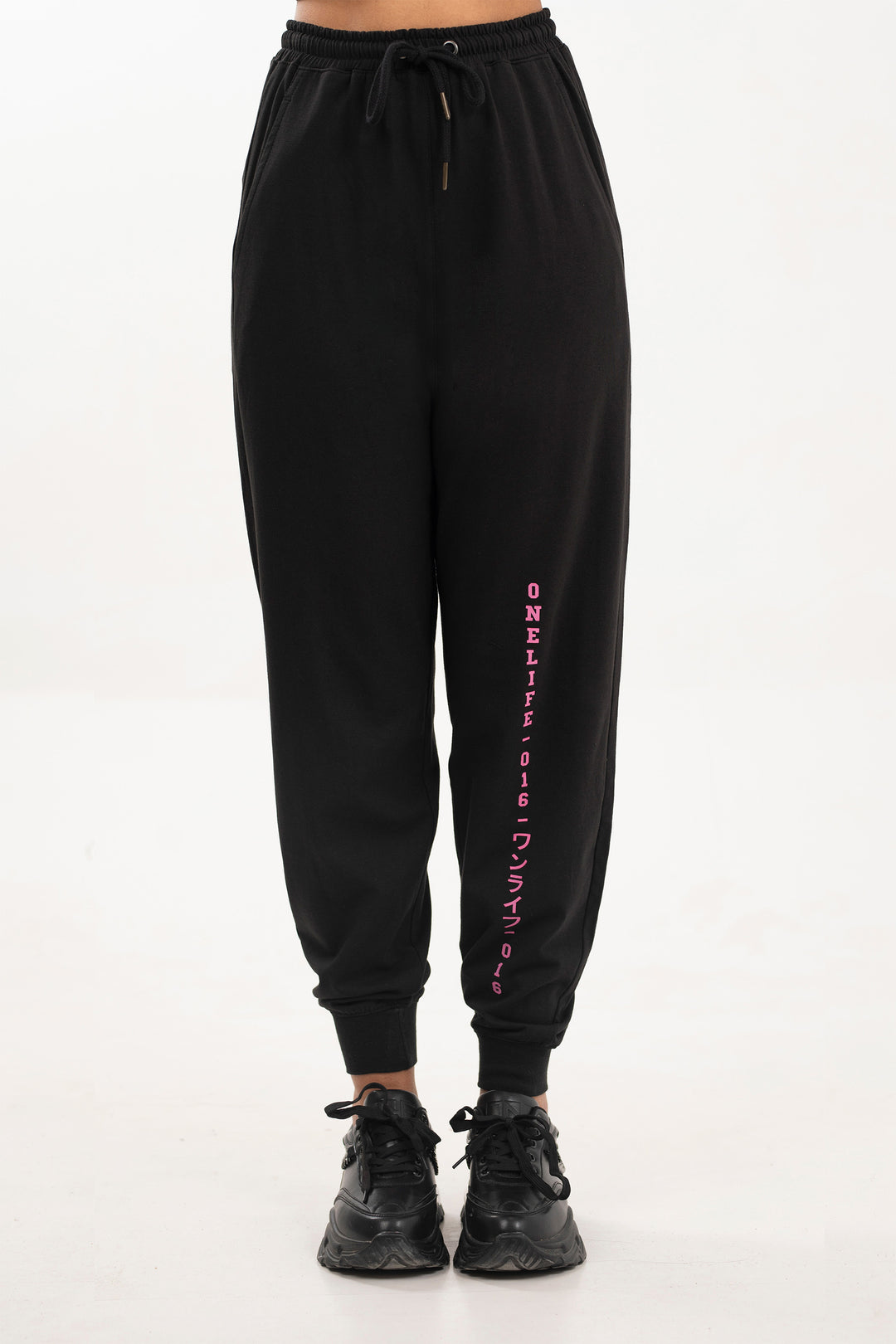 Graphic Track Pants Black