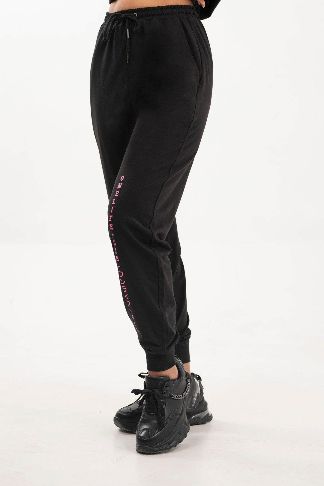 Graphic Track Pants Black