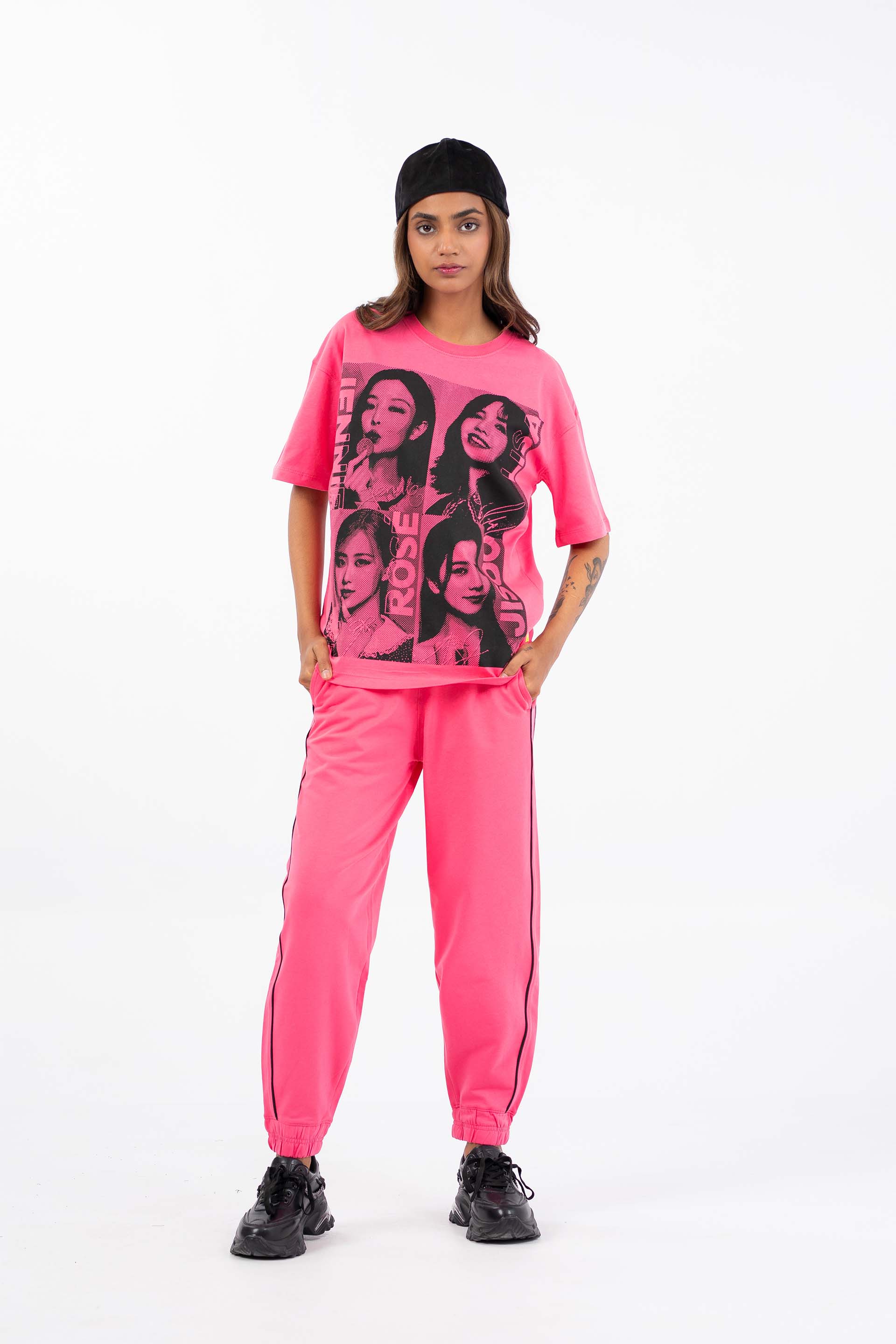 DIANTÉ】FRONT PIPING SWEAT PANTS Vertical logo sweat pants