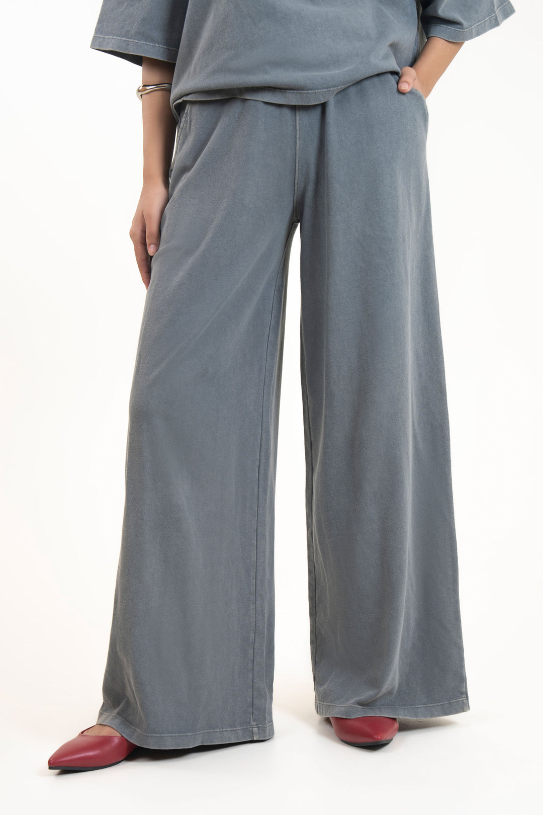 Washed Wide Leg Trousers
