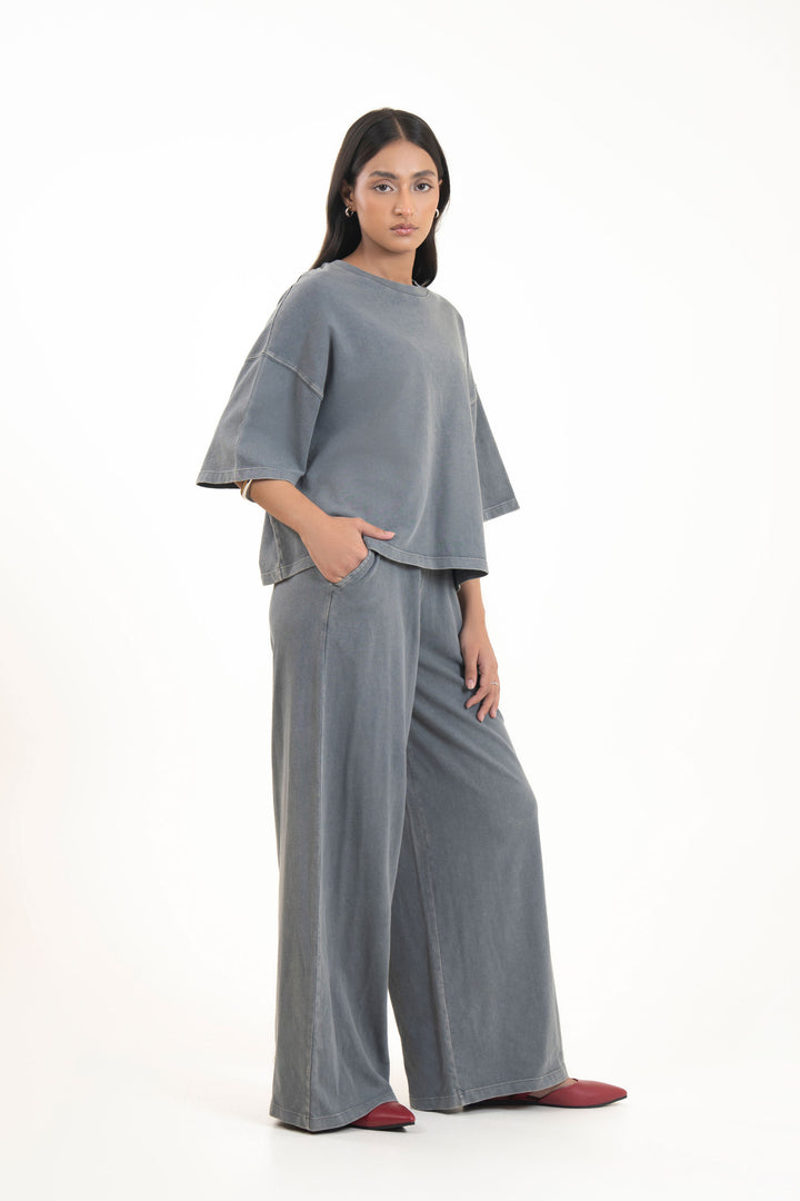 Washed Wide Leg Trousers