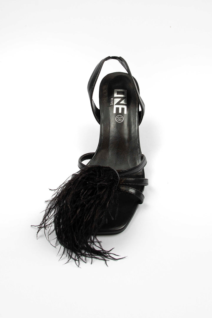 Feathered Sandals Black