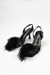 Feathered Sandals Black