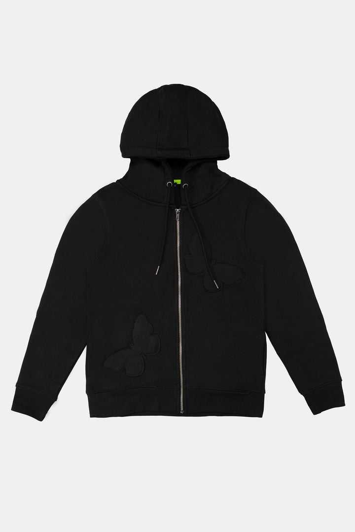 Applique Zipper Hoodie