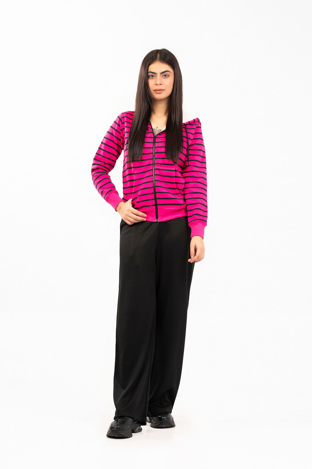 Striped Zipper Hoodie