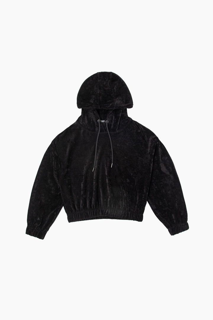 Velour Cropped Hoodie