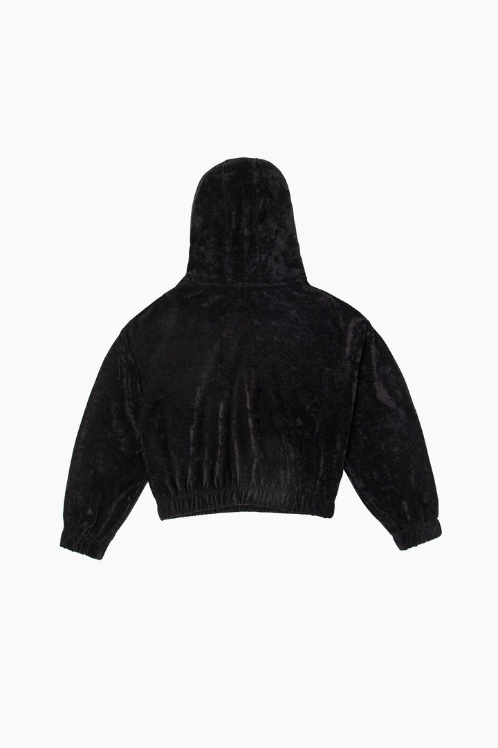 Velour Cropped Hoodie