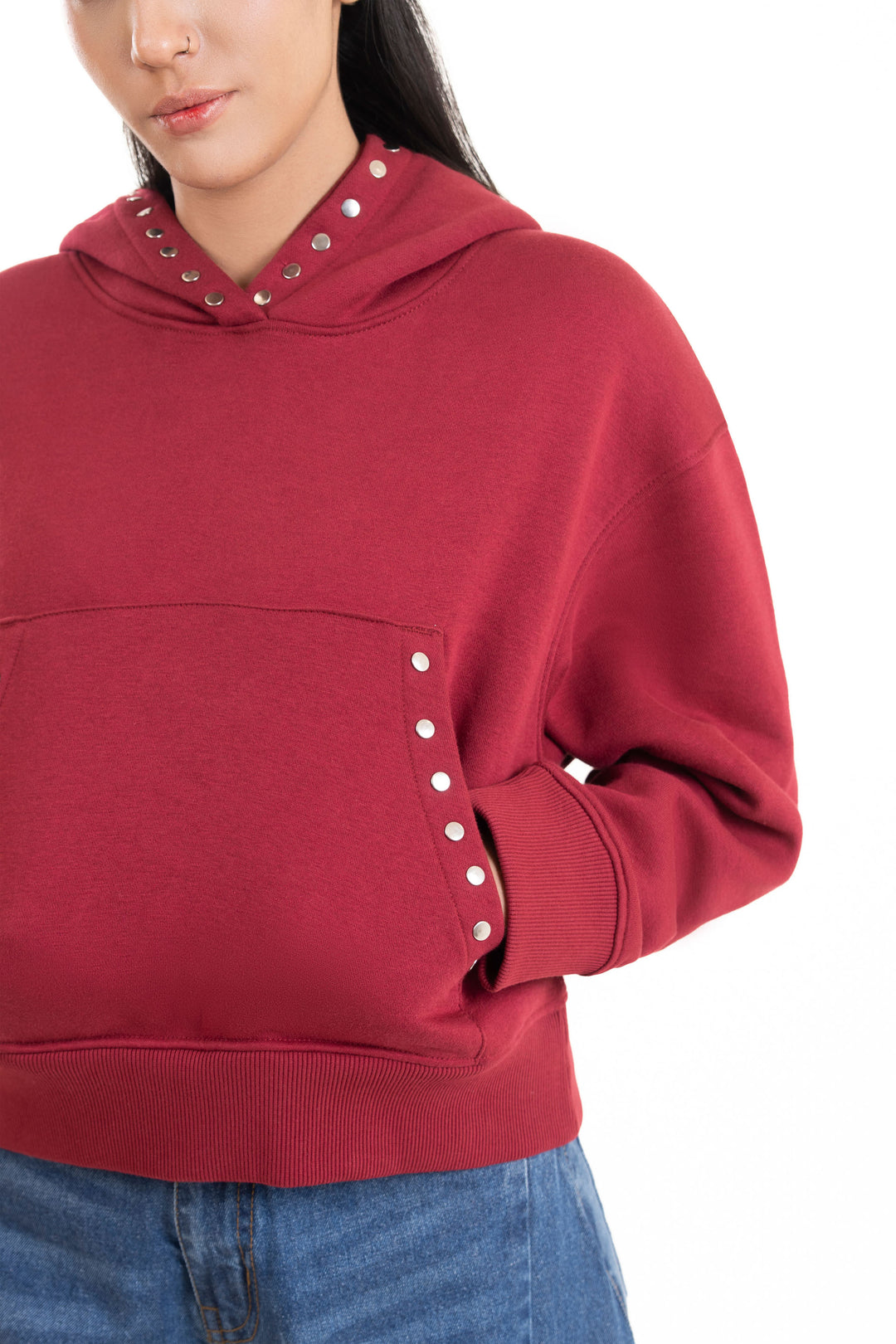 Studded Cropped Hoodie