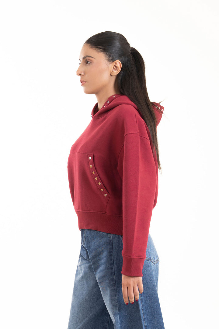 Studded Cropped Hoodie
