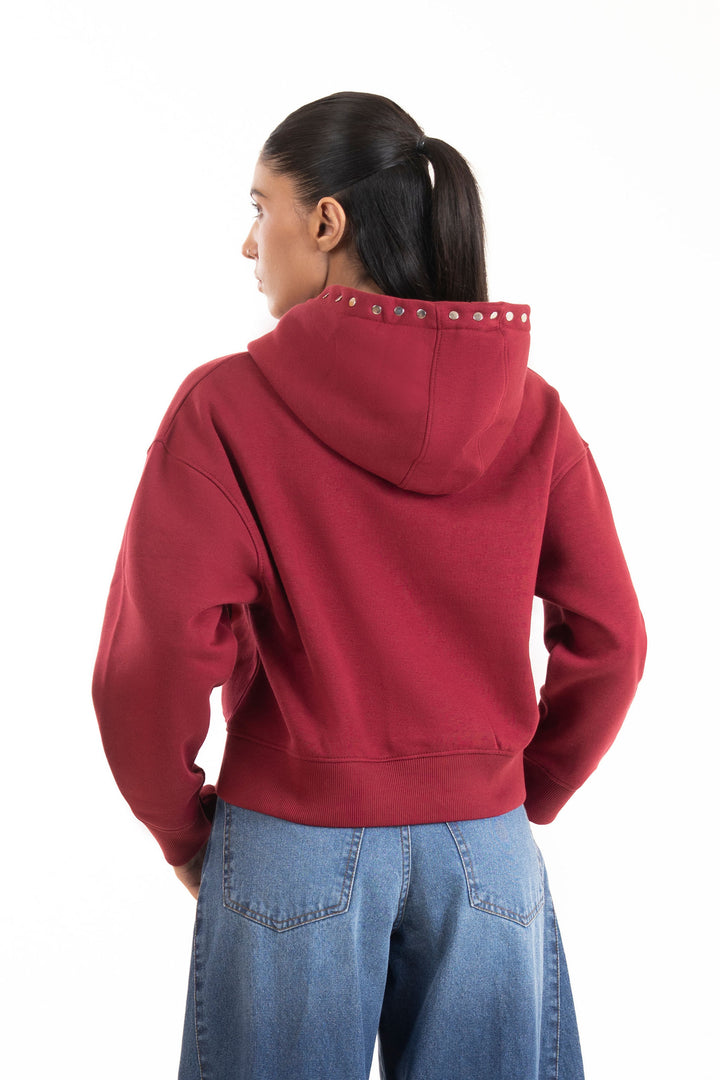 Studded Cropped Hoodie