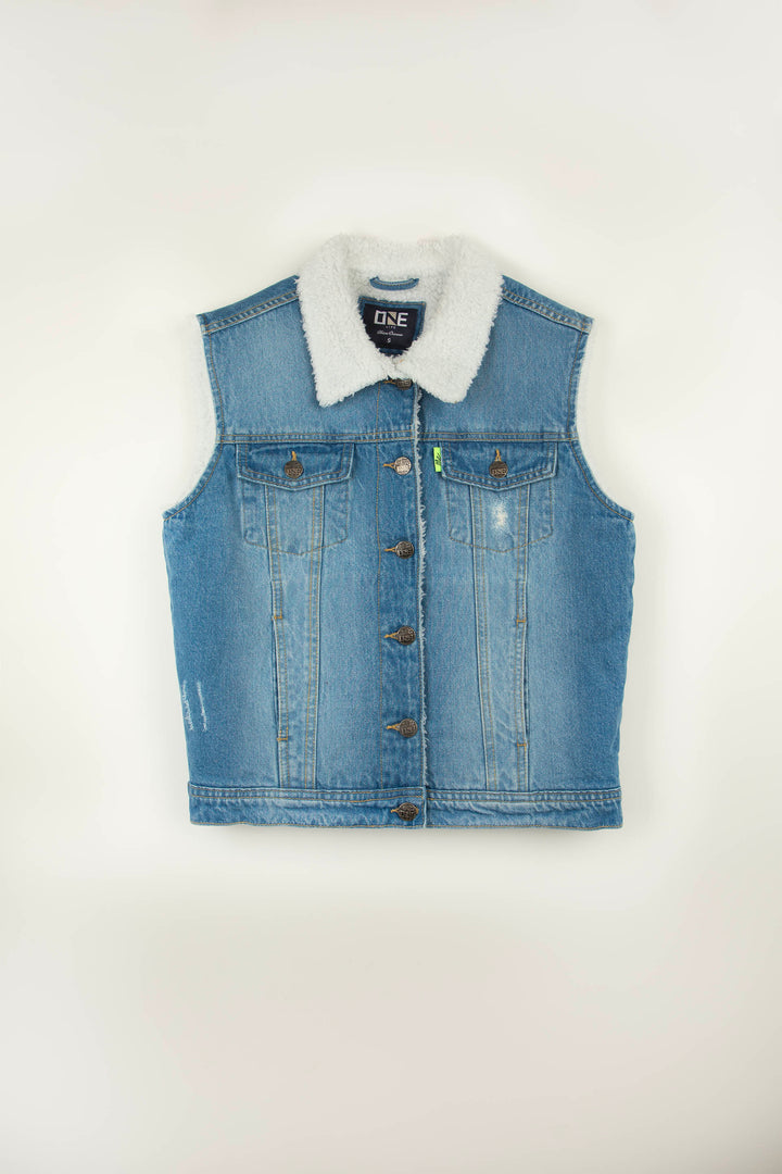 Sleeveless Denim Jacket Blue