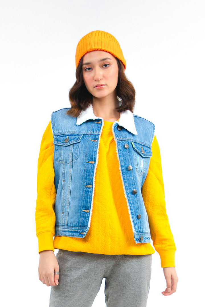 Sleeveless Denim Jacket Blue