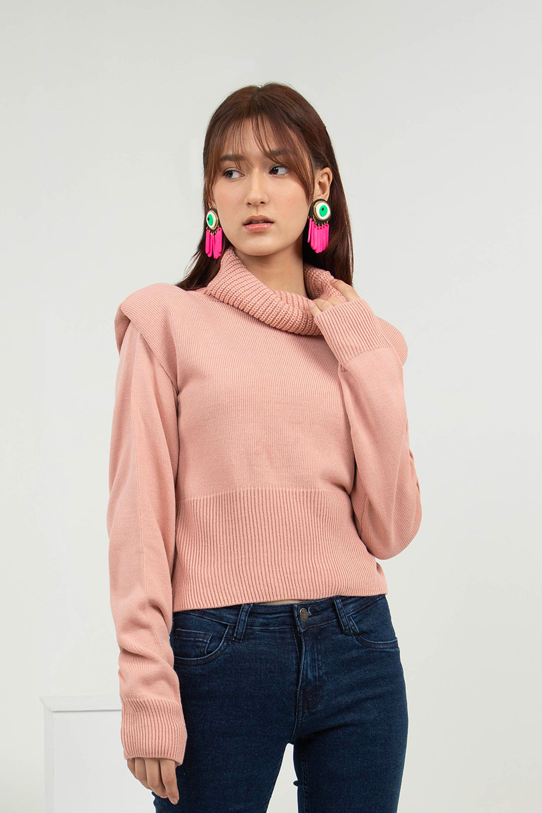 High Neck Sweater Pink