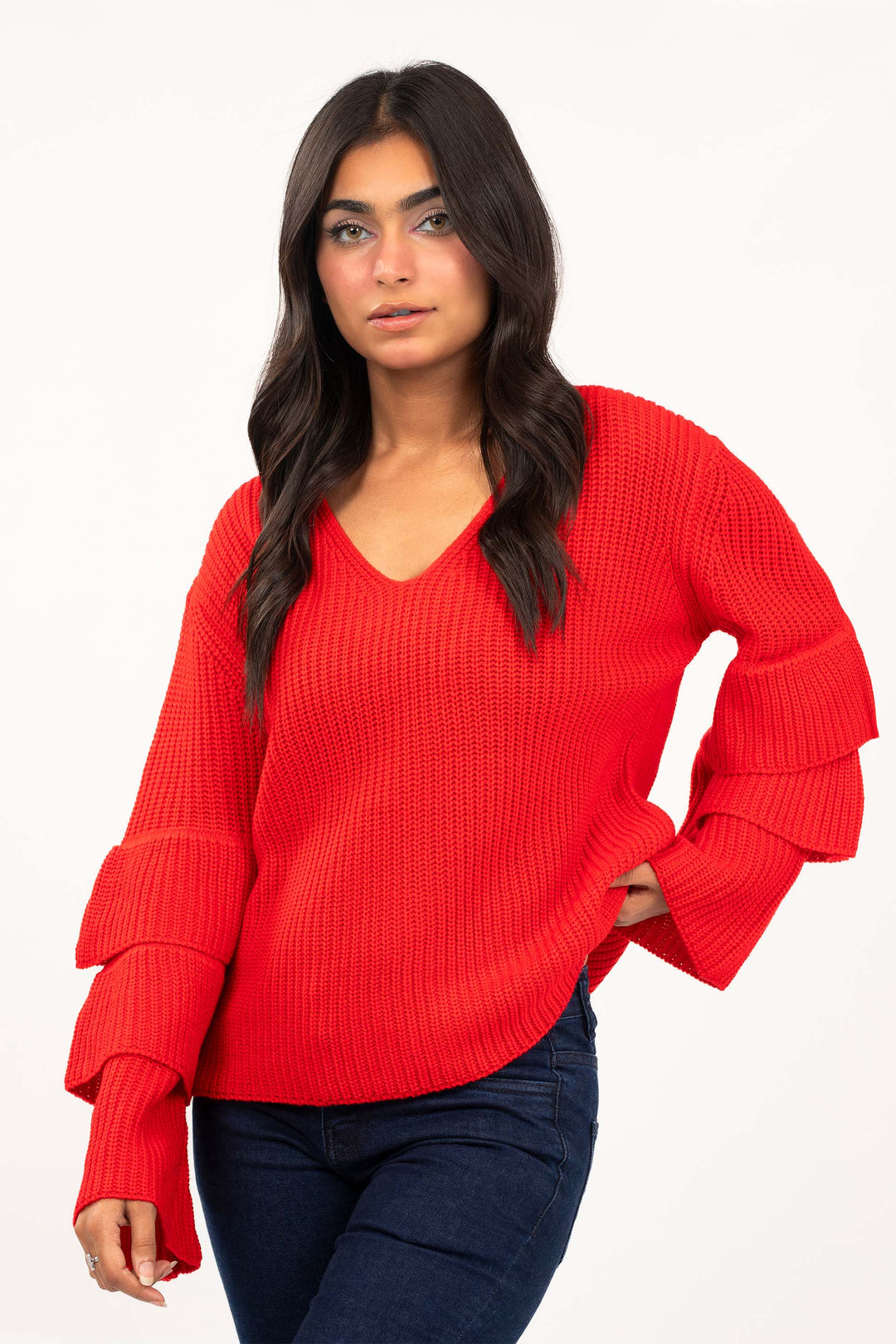 Sweater Mini Ruffle Ruffled Sweater – ONE