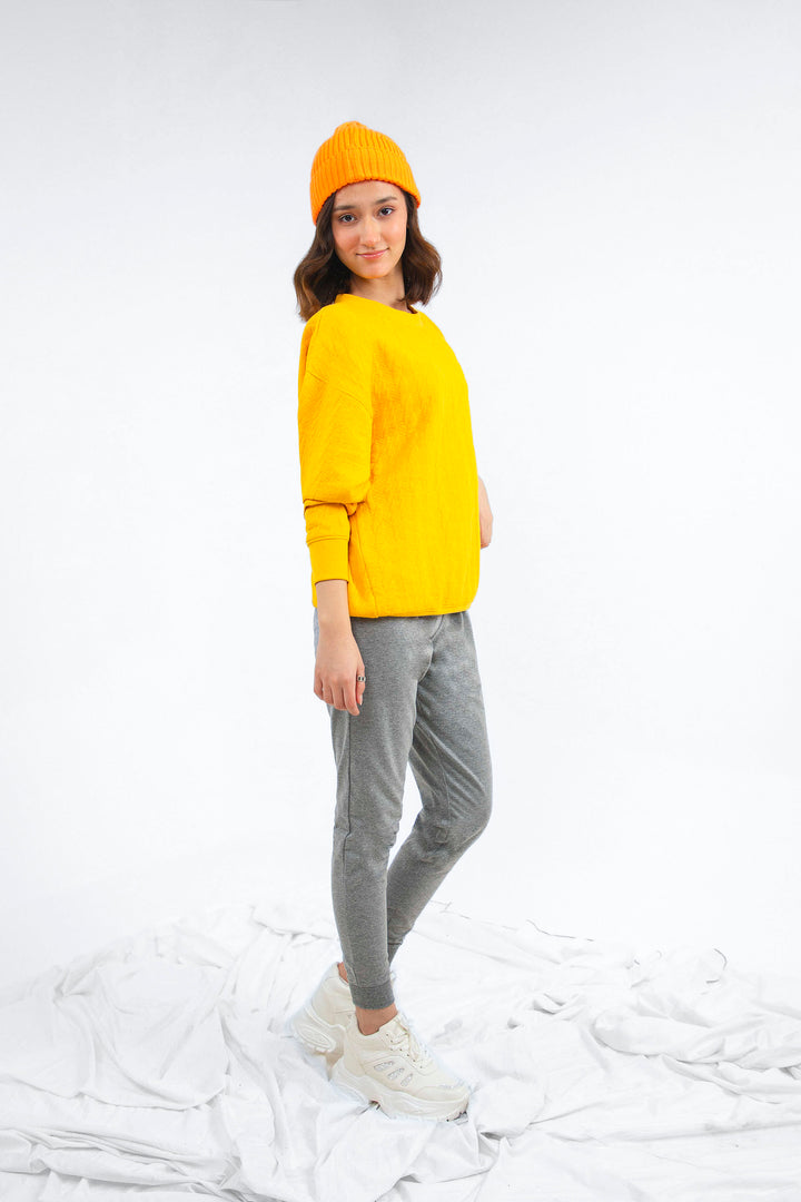 Textured Sweatshirt Mustard