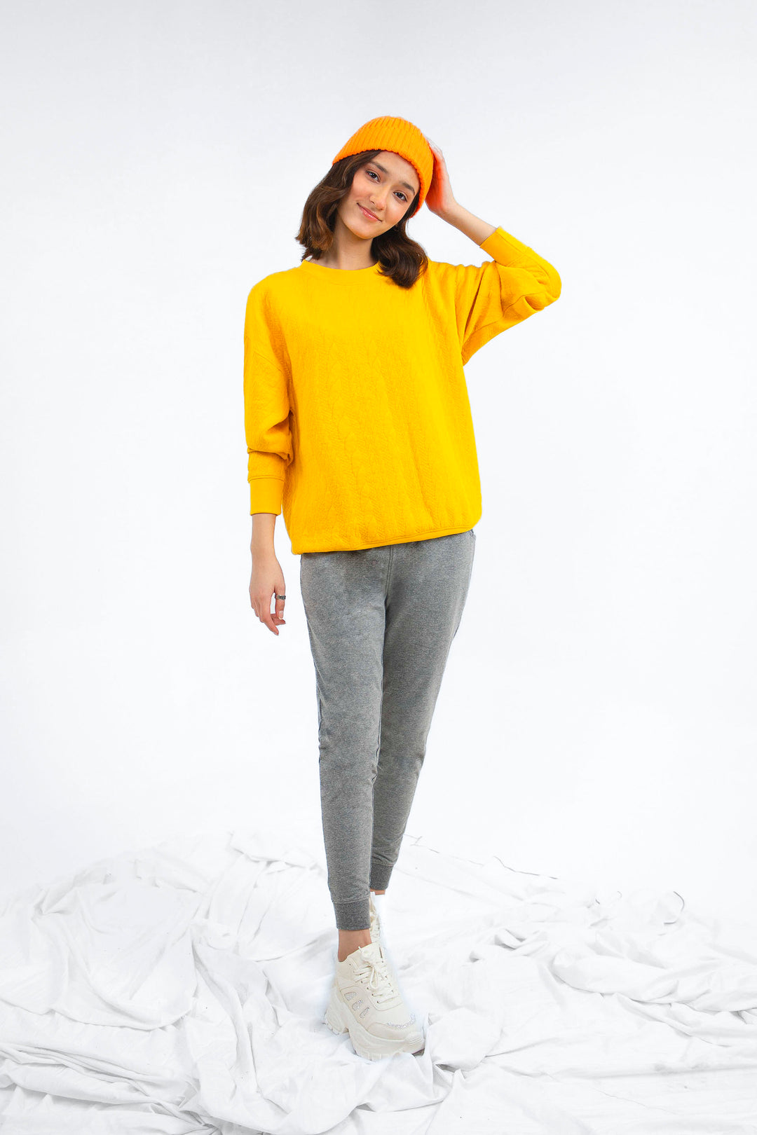 Textured Sweatshirt Mustard