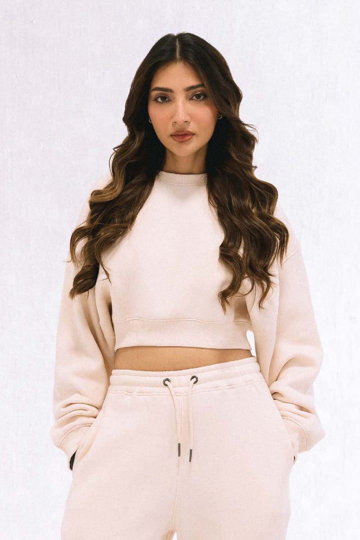 Cropped Gathered Sweatshirt