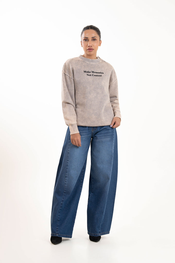 Washed Buttoned Sweatshirt