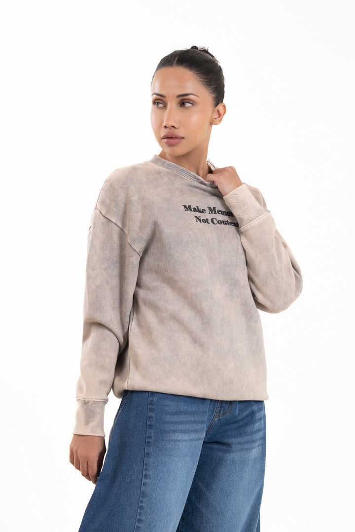 Washed Buttoned Sweatshirt