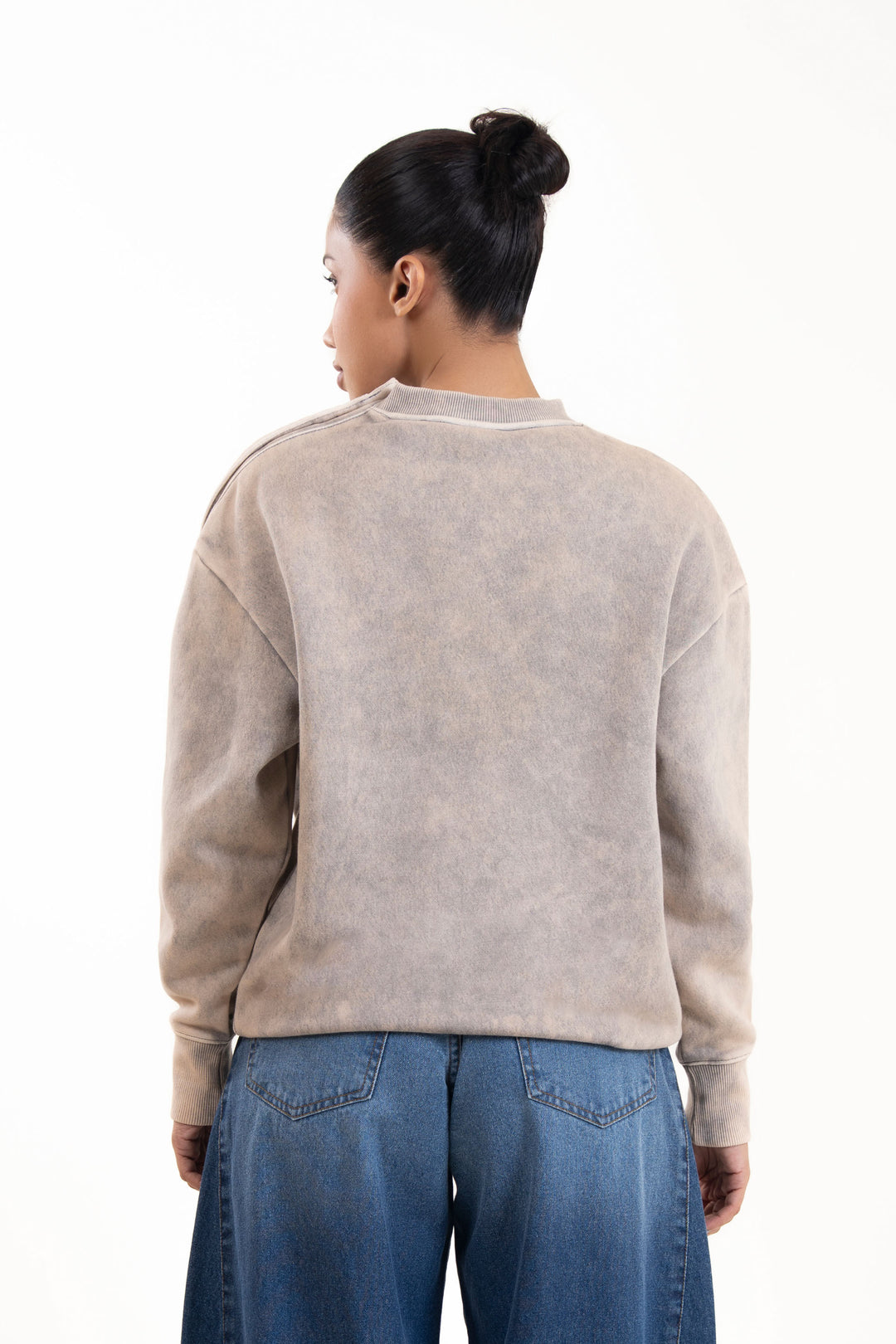 Washed Buttoned Sweatshirt