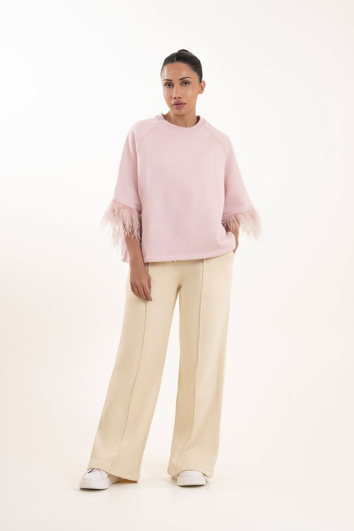 Faux Feather Sweatshirt