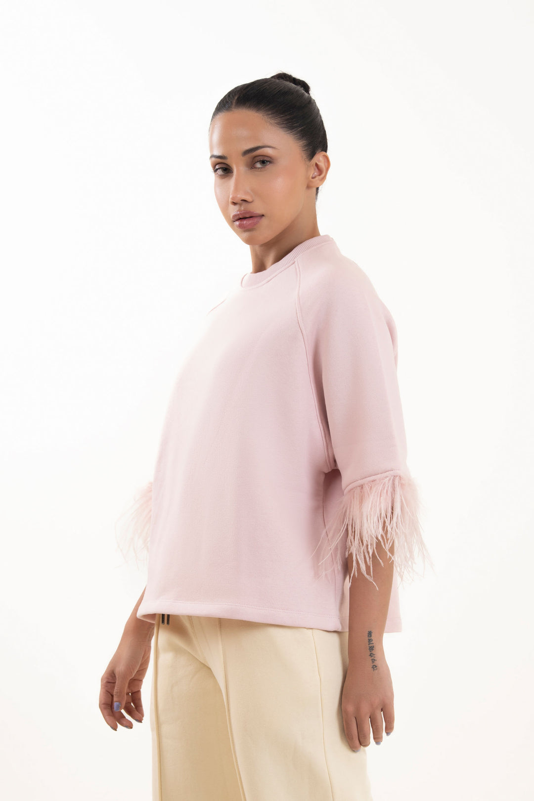 Faux Feather Sweatshirt