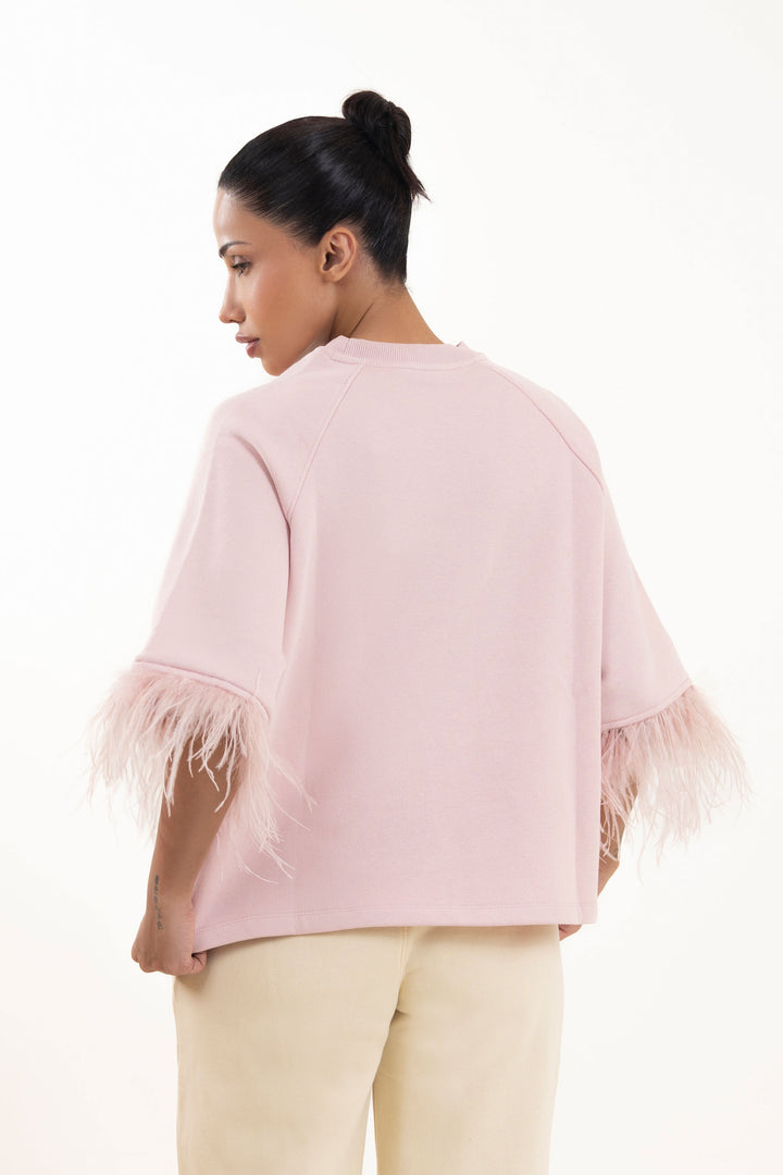 Faux Feather Sweatshirt