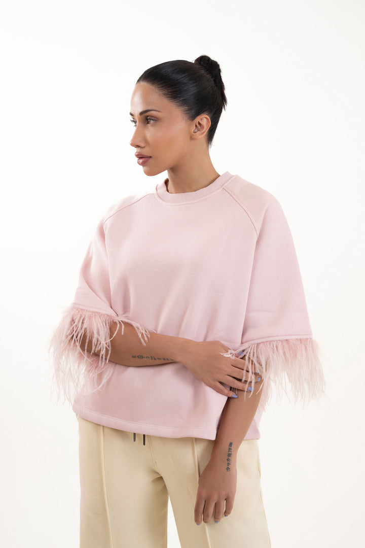 Faux Feather Sweatshirt