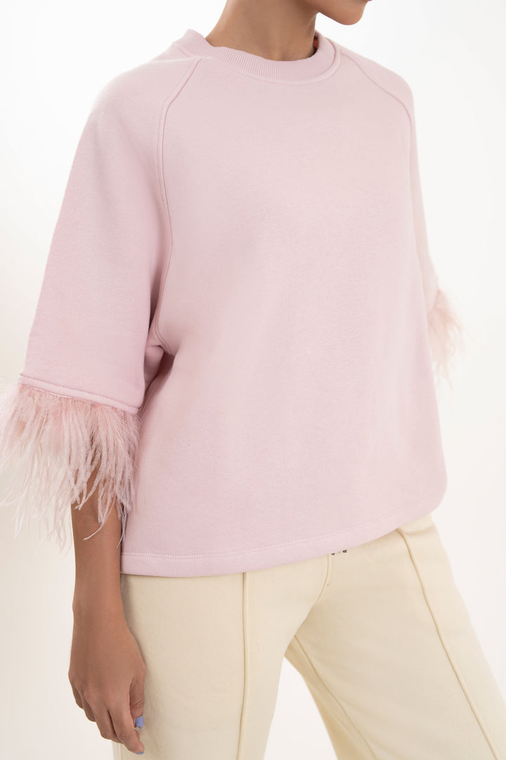 Faux Feather Sweatshirt