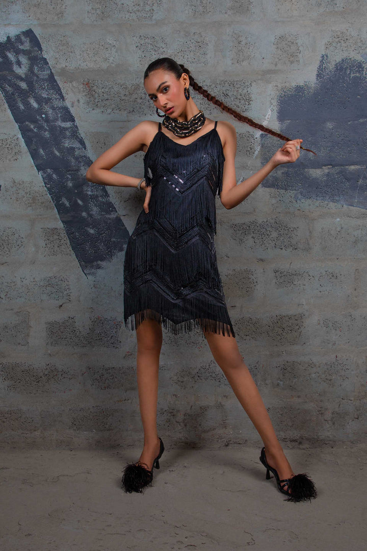 Fringed Dress Black