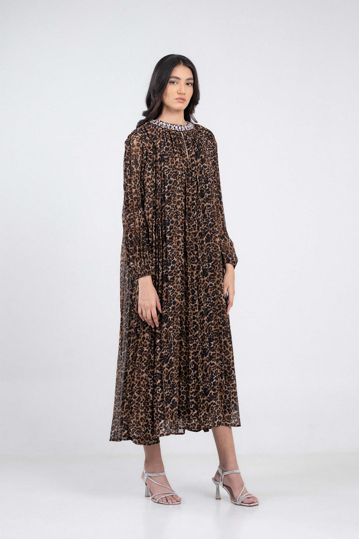 Pleated Embellished Dress