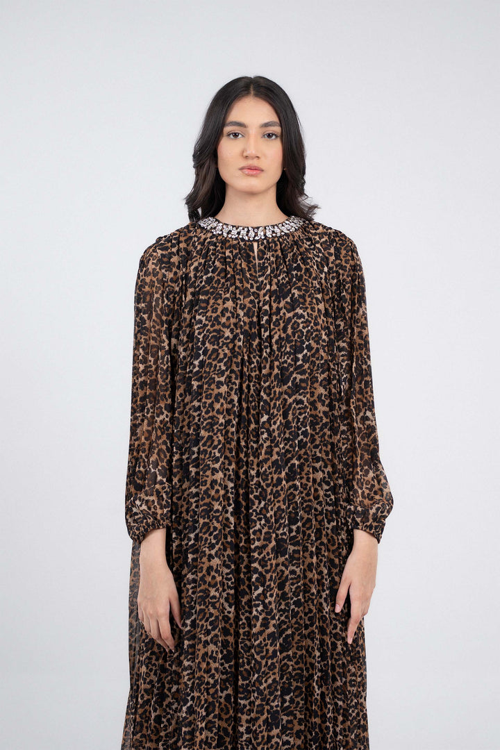 Pleated Embellished Dress