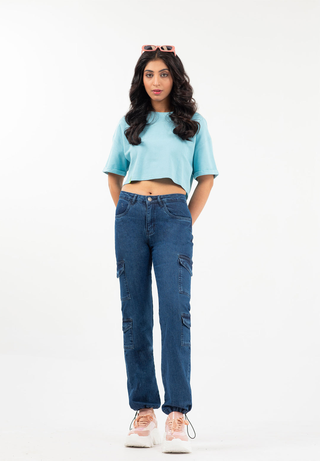 Textured Crop Tee Blue