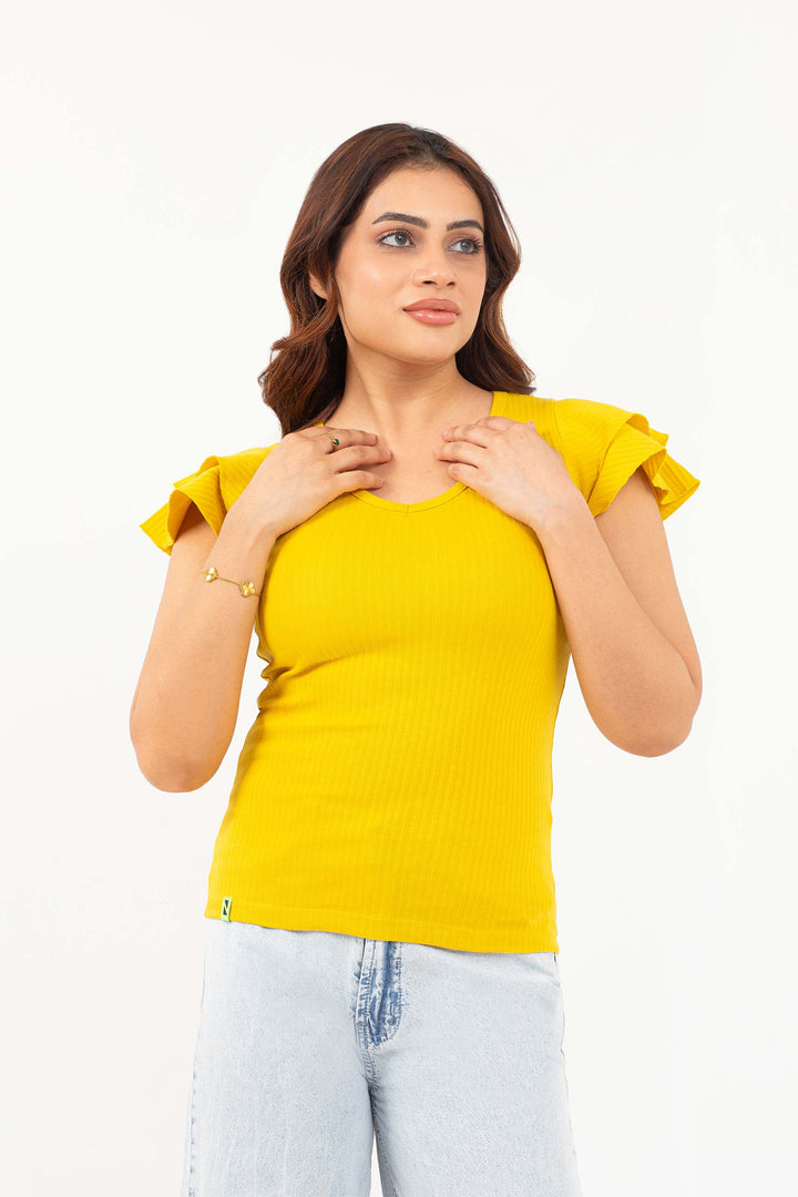 Ruffled Top Mustard