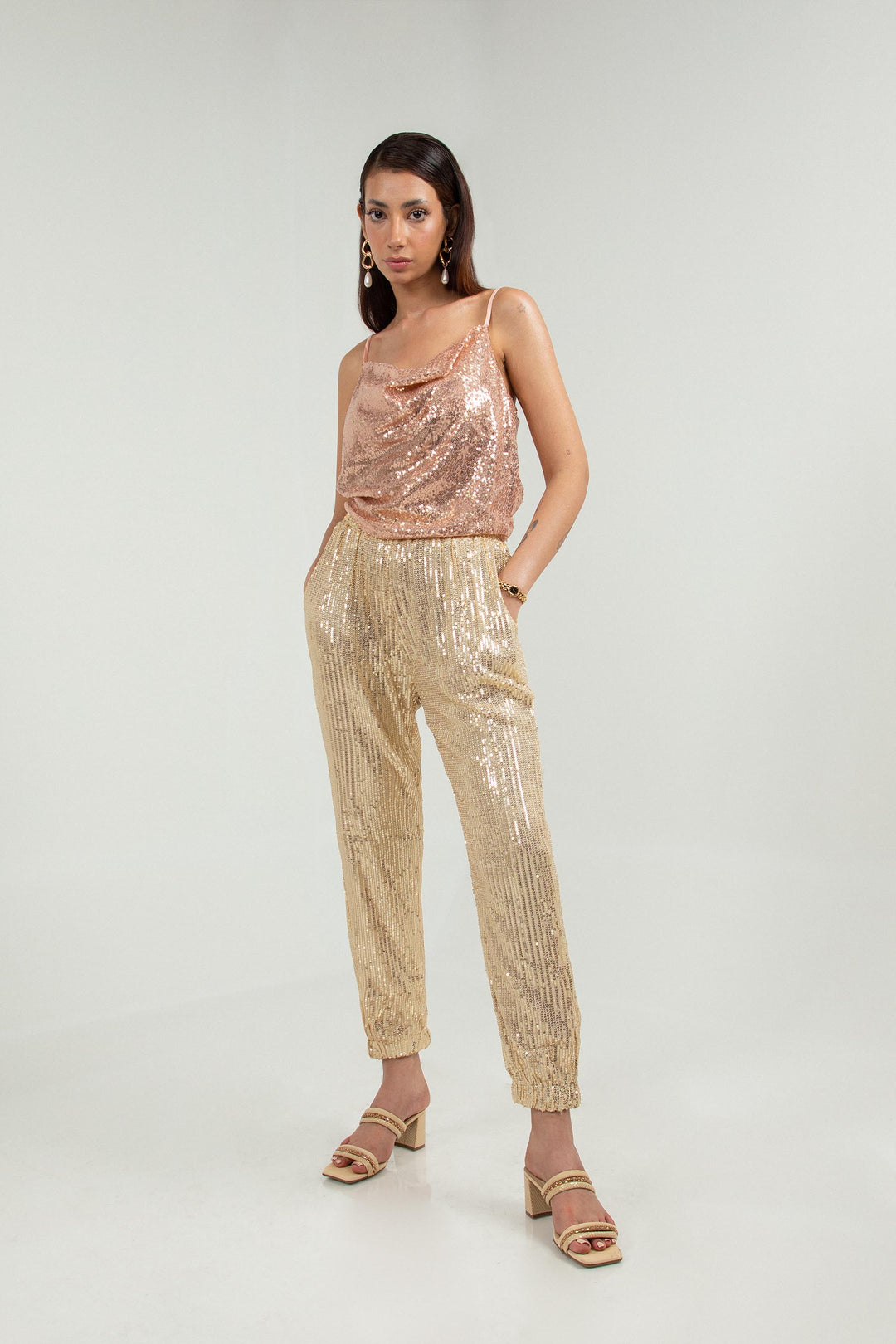 Sequined Top Rose Gold