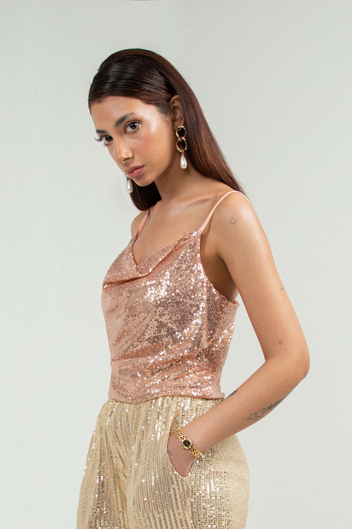 Sequined Top Rose Gold