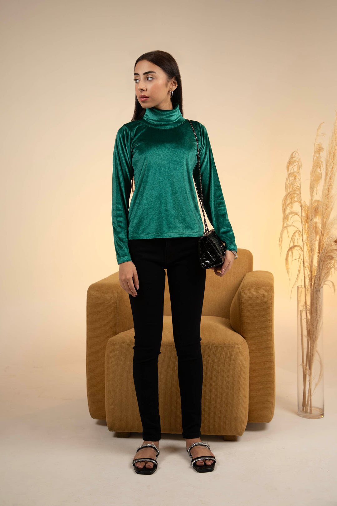 Velvet Hightneck Green