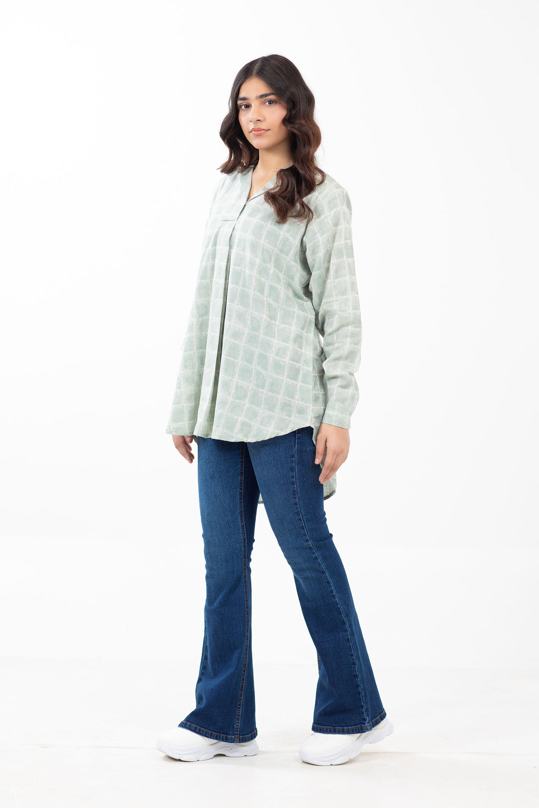 V-neck Pleated Shirt