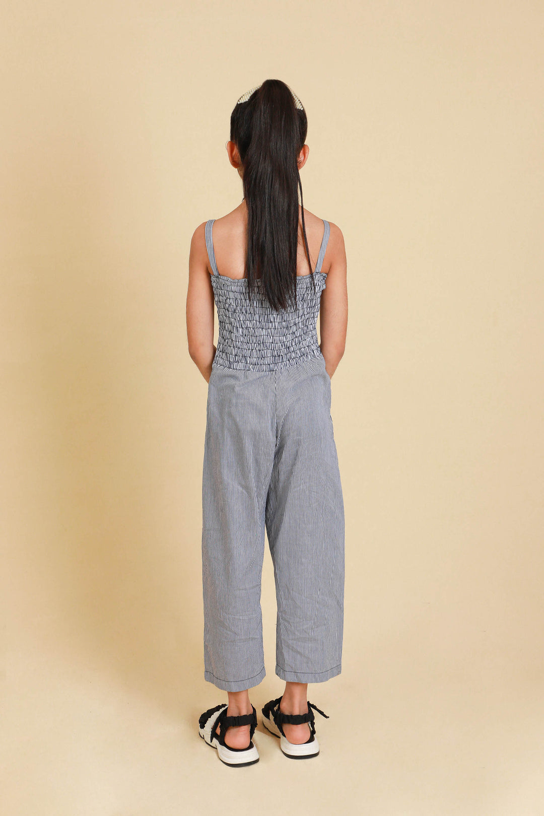 Smocking Jumpsuit Blue/White