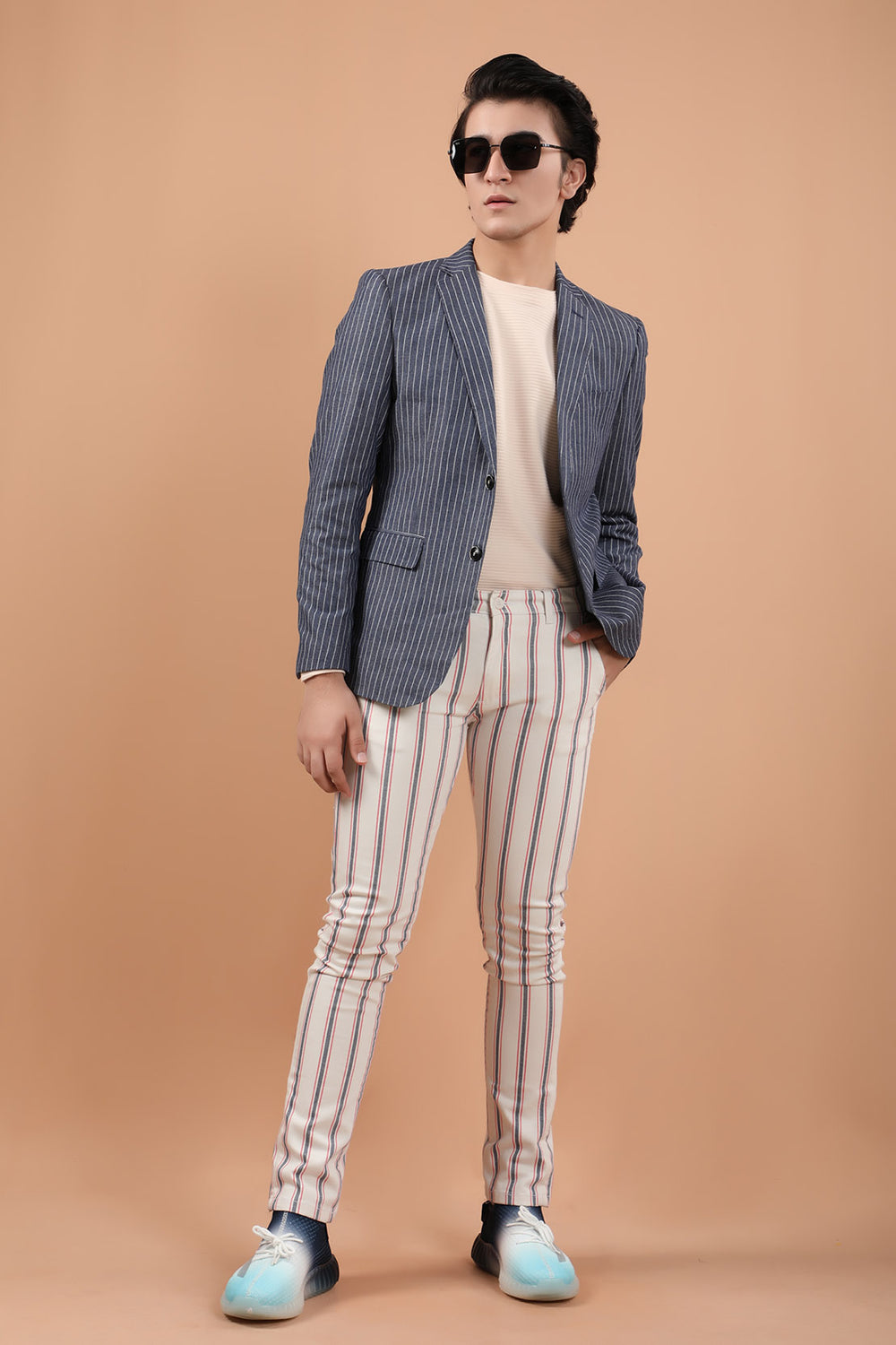 Stripped Blazer Blue (7278543798423)